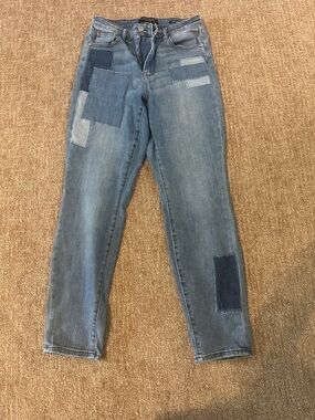 Judy Blue Light & Dark Blue Patchwork Straight Leg Jeans